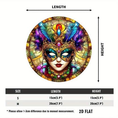Carnival Mask Acrylic Pendant Colorful Feathers Gemstones Design for Indoor Outdoor Decor - view 2