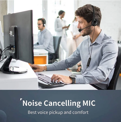 USB Headset Headphone With Microphone Noise Cancelling For PC Computer Call Chat - view 4