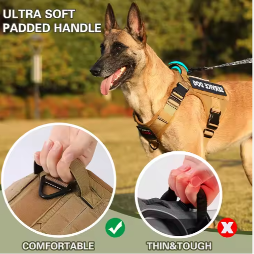 Hiphoppet US Local Tactical Service Dog Harness Vest Adjustable Reflective No Pulling Large Dog Harness With Metal - view 9