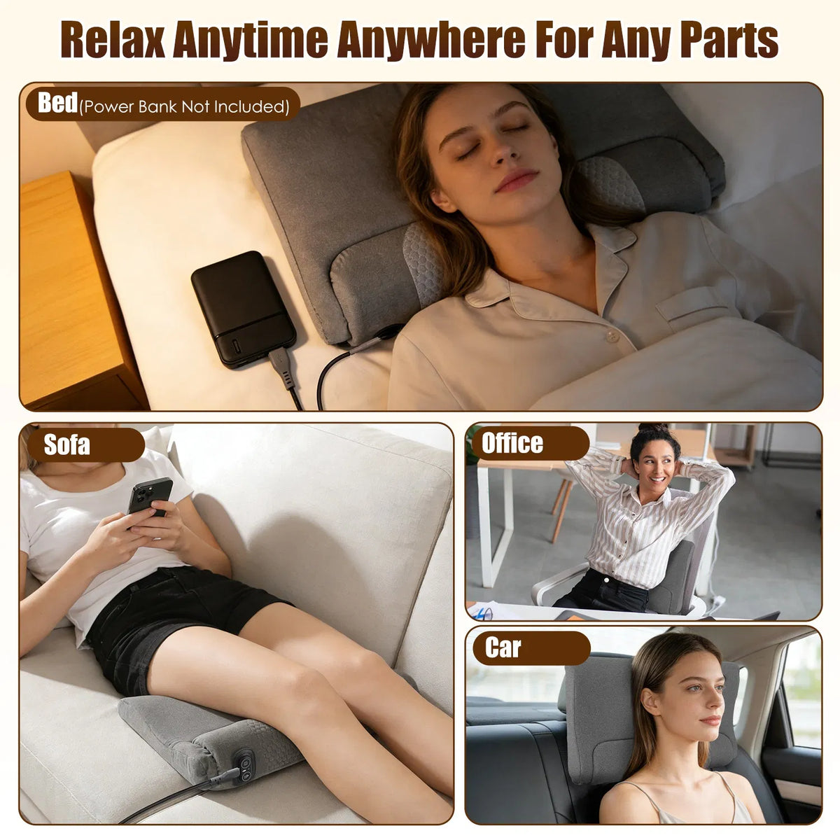 Heated Neck Massager Pillow with 3 Heat Settings (98.6°F-131°F) & 3 Vibration Modes - view 7