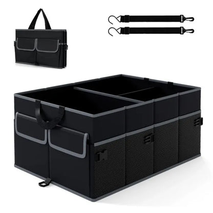 13 Gallon Car Trunk Organizer - 3 Compartments+6 Pockets, 600D Oxford Fabric, Non-Slip Base, Black - view 4