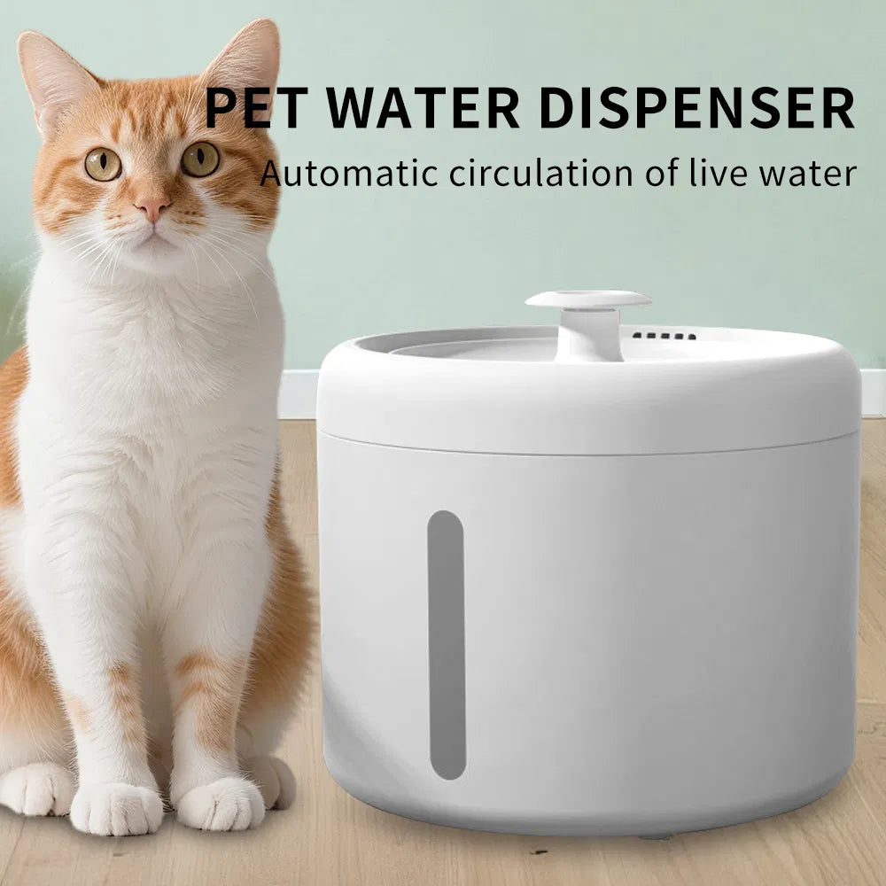 2500ML USB Round Pet Water Fountain, Automatic Cat Water Dispenser With Circulating Pump, Detachable For Easy Cleaning - view 3