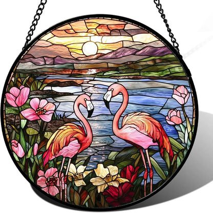 Acrylic Flamingo Garden Sun Catcher Window Door Hanging Outdoor Home Decor Colorful Ornamental Pendant - view 2