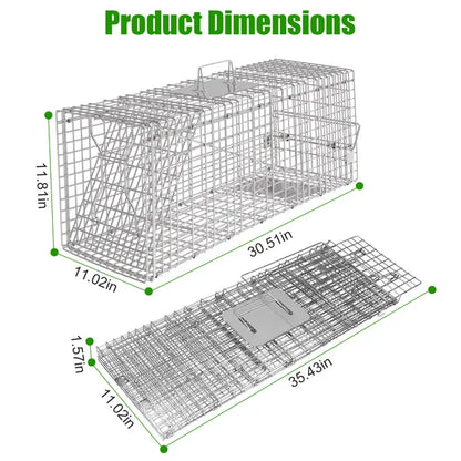 Humane Cat Trap Cage With Waterproof Cover Gloves Catch Release Live Animal Rodent Cage Collapsible Galvanized Wire - view 4