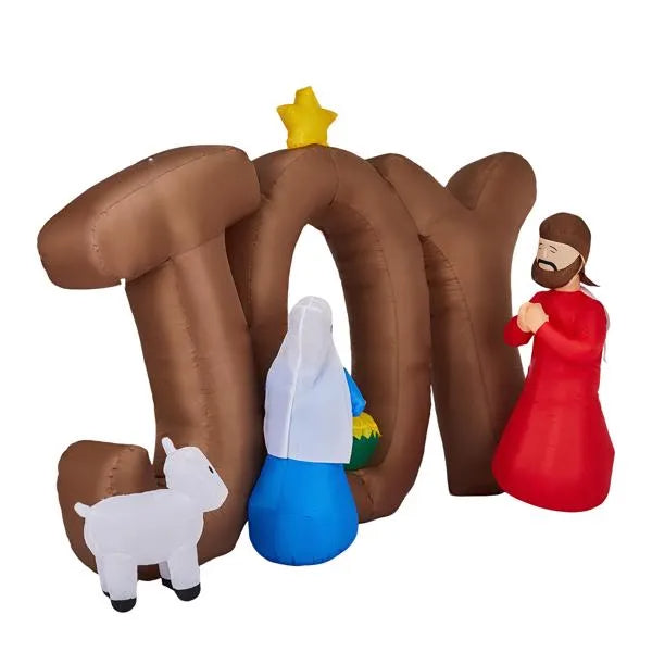 7.5FT Lighted Christmas Inflatable Decoration, Inflatable Nativity Scene With JOY Sign - view 9