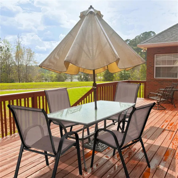 Brown 2 Pack Stackable Patio Dining Chairs, Ergonomic Steel Frame Breathable Fabric Outdoor Chairs 330 LBS Capacity - view 5