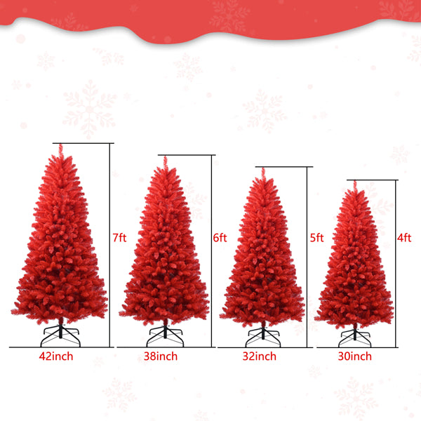 Artificial 5ft Red Christmas Tree With 624 PVC Branch Tips, Hinged Premium & Foldable Base For Indoor Holiday Decorating - view 5