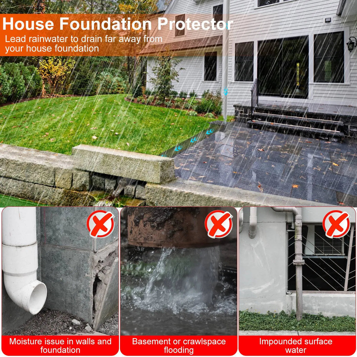 2Pcs 4.9FT Flexible Extendable Hose Gutter Downspout Extension Low Profile No Deep Digging Catch Basin Downspout - view 6