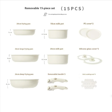 Removable Handle Non-Stick Pot Set with Steamer – Versatile Household Cookware