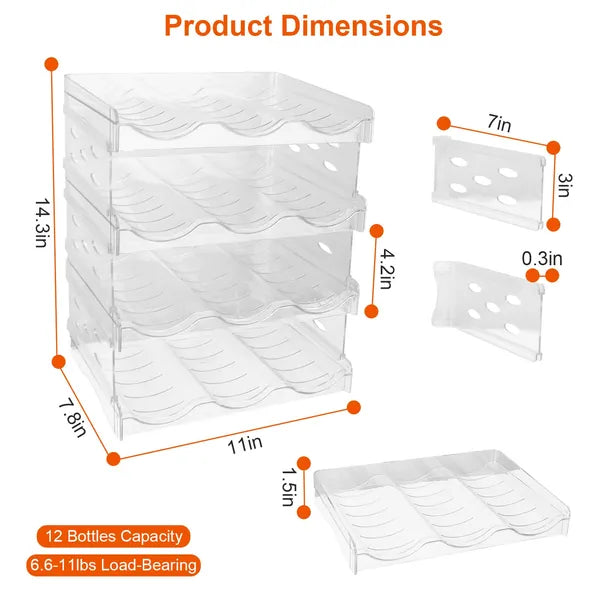 4 Tier Bottle Storage Holder 12 Bottles Transparent Stackable Bottle Organizer Standing Drink Holder Shelf For Kitchen - view 3