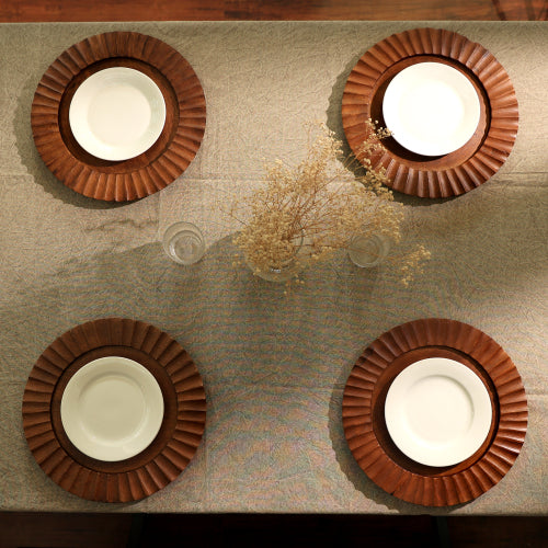 Handcrafted Wood Brown Charger Plate Wooden Dinning Placemat Artisan Wood Tableware - view 8