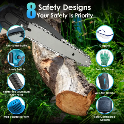 2-In-1 8' Cordless Electric Pole Saw And Mini Chainsaw With Extension Poles 2Pcs 21V 3.0Ah Batteries Adjustable Length - view 5
