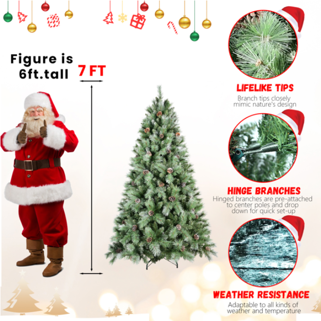 Artificial 7ft Green Christmas Tree With 1348PVC Hard Needle Mixed Branch Tips - view 5