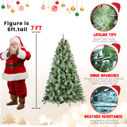 Artificial 7ft Green Christmas Tree With 1348PVC Hard Needle Mixed Branch Tips - view 5