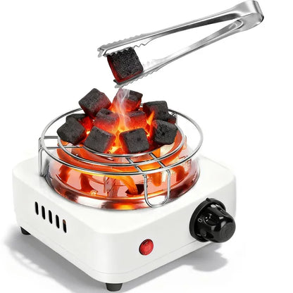 Electric Charcoal Burner 500W Hookah Charcoal Burner Compact Coal Burner For Hooka Cubes Shisha With Grill And Tongs - view 6