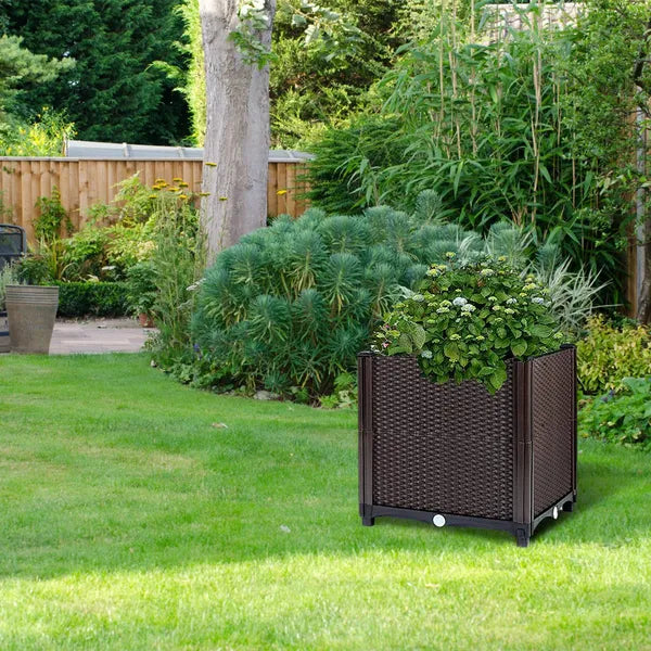 Raised Garden Bed With Self-watering System Rectangle Garden Planter For Garden Patio Balcony Elevated Planter Box