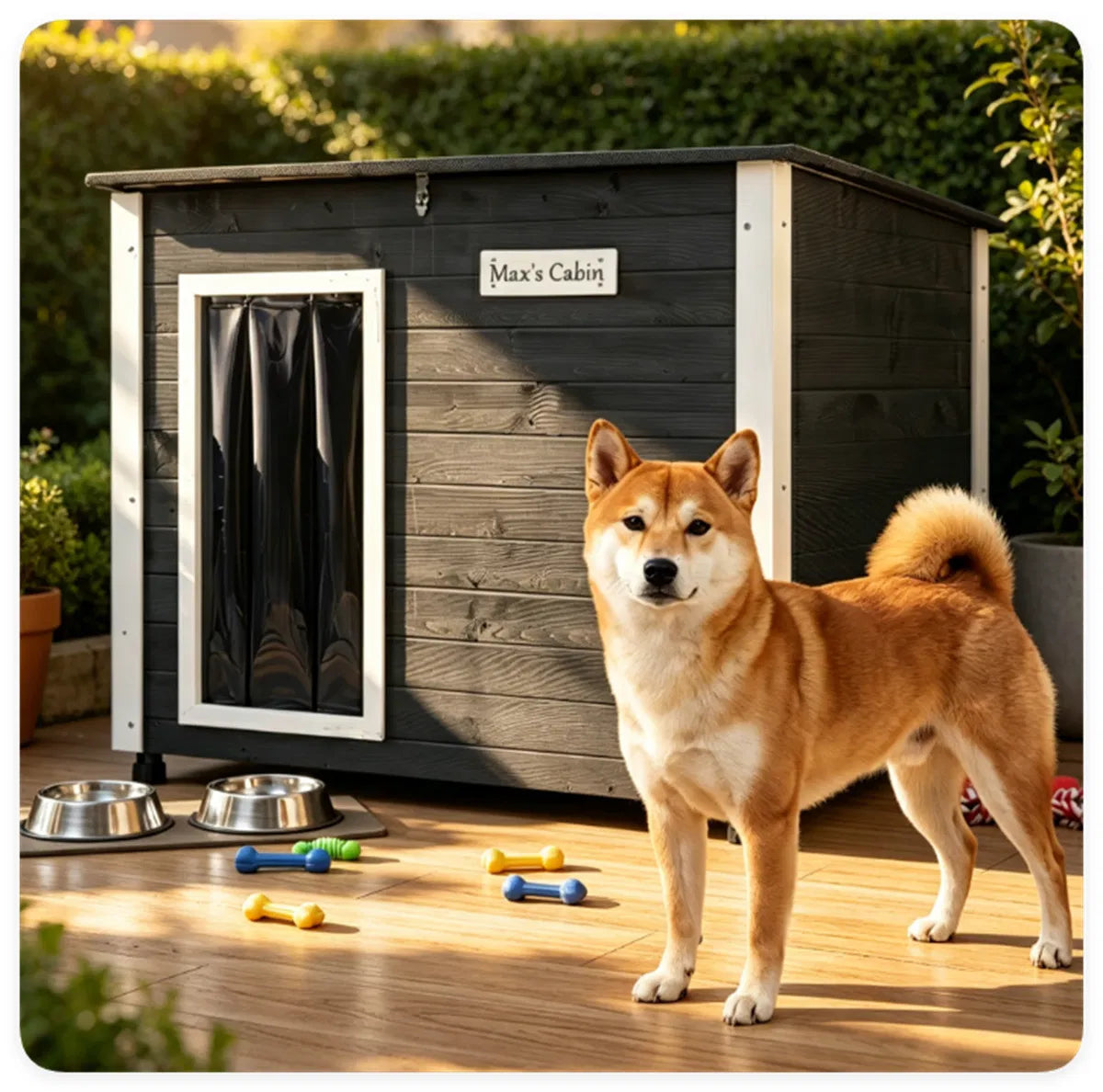 42.5" x 27" x 33.5" Outdoor Dog House with Sloped Asphalt Roof, Elevated Floor & Openable Roof Weatherproof Pet Kennel - view 5