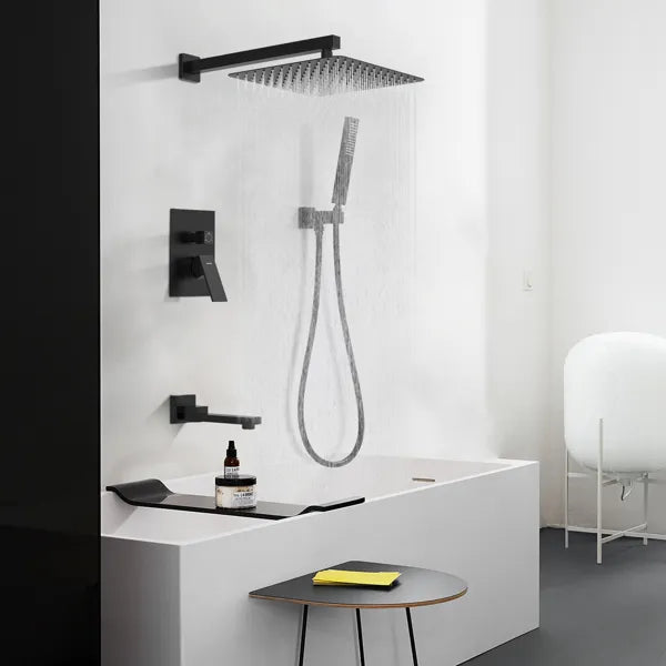 Male NPT Folding Bathtub Shower Faucet, Rain Shower Head System with Bath Tub Faucet Set and Handheld for Bathroom - view 5
