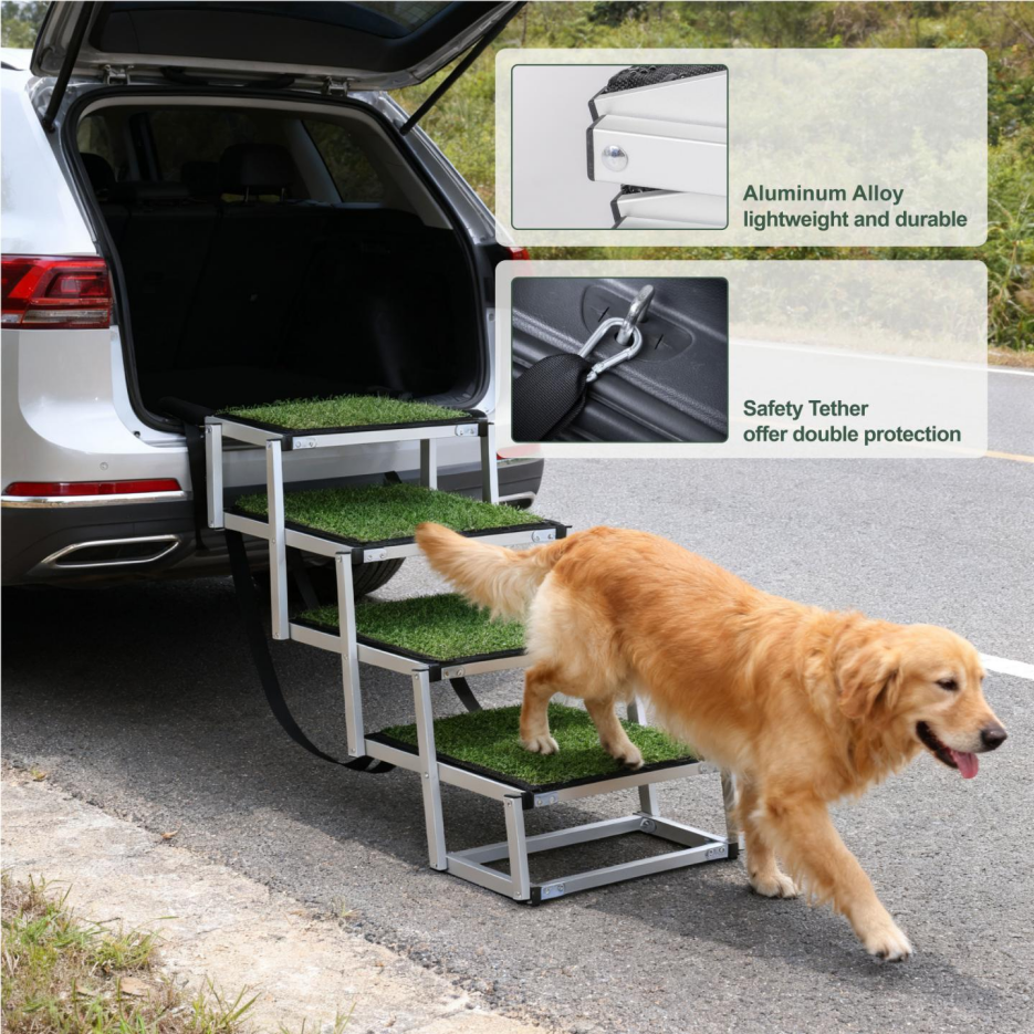 Foldable Dog Ramp For Cars, SUVs, Trucks, Portable Pet Dog Stairs For Large Dogs With Non-Slip Surface & Reinforced - view 4