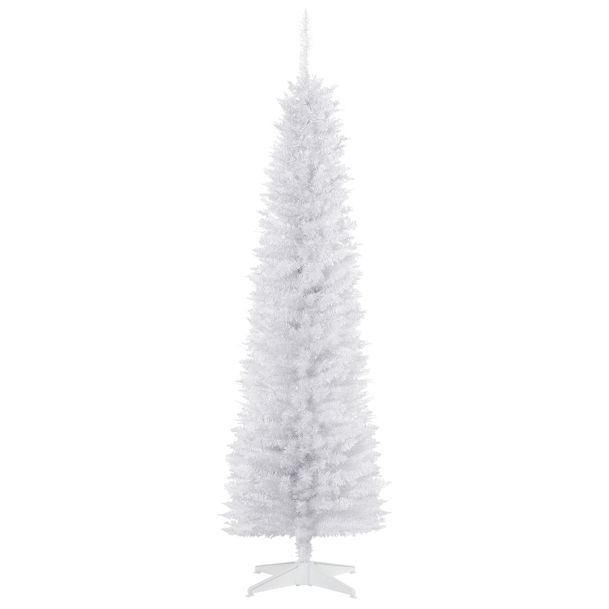 6 FT Christmas Tree Classic Tree Holiday Indoor Decoration, With Stable Plastic Base, White