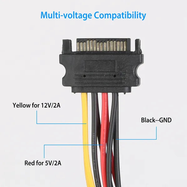 15 Pin Y Splitter Cable Adapter Male To Female Converter Cord For Hard Drive - view 5