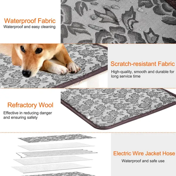 Pet Heating Pad Dog Cat Electric Heating Mat Waterproof Adjustable Warming Blanket - view 8