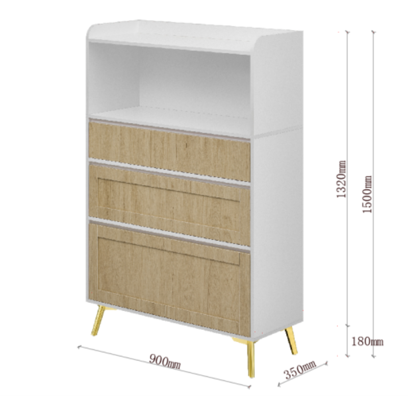 Modern Design White Solid Wood Frame Three Drawer Storage Cabinet - view 2