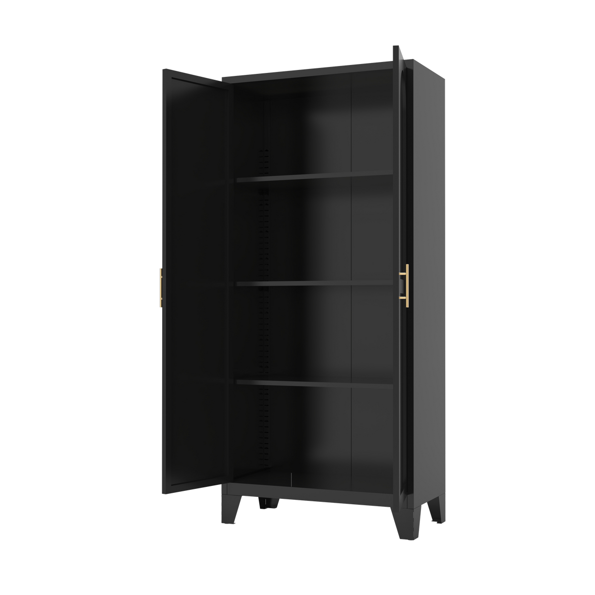 71'' 2 Shapely Doors Cabinet, Metal Storage Cabinet With Doors And Adjustable Shelves, For Bedroom, Living Room - view 5