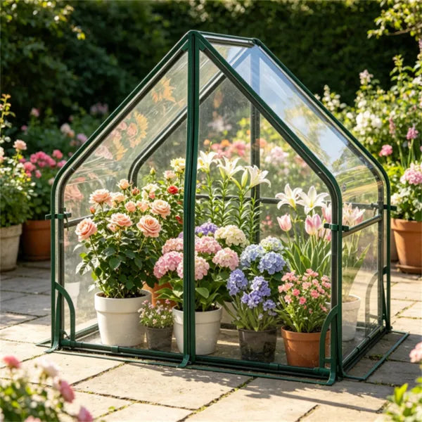 36' X 20' X 34' Ortable Mini Greenhouse With PE Bottom Mat, Waterproof Clear PVC Plant Grow Tent With Metal Frame
