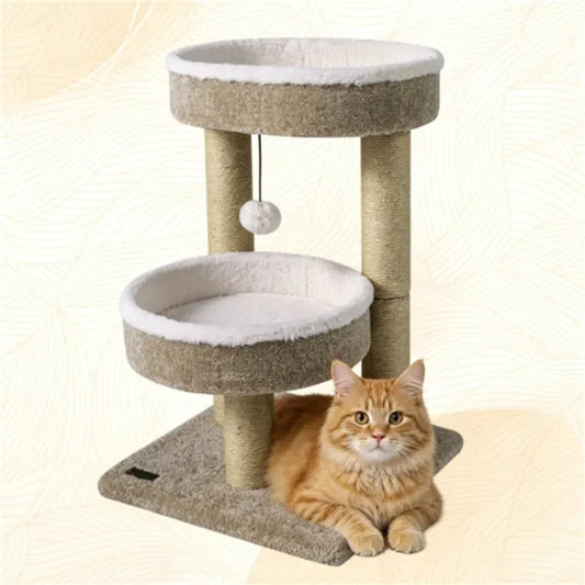24 Inch Compact Cat Tree With 2 Plush Perches, Jute Rope Scratching Posts & Hanging Toy Ball - view 2