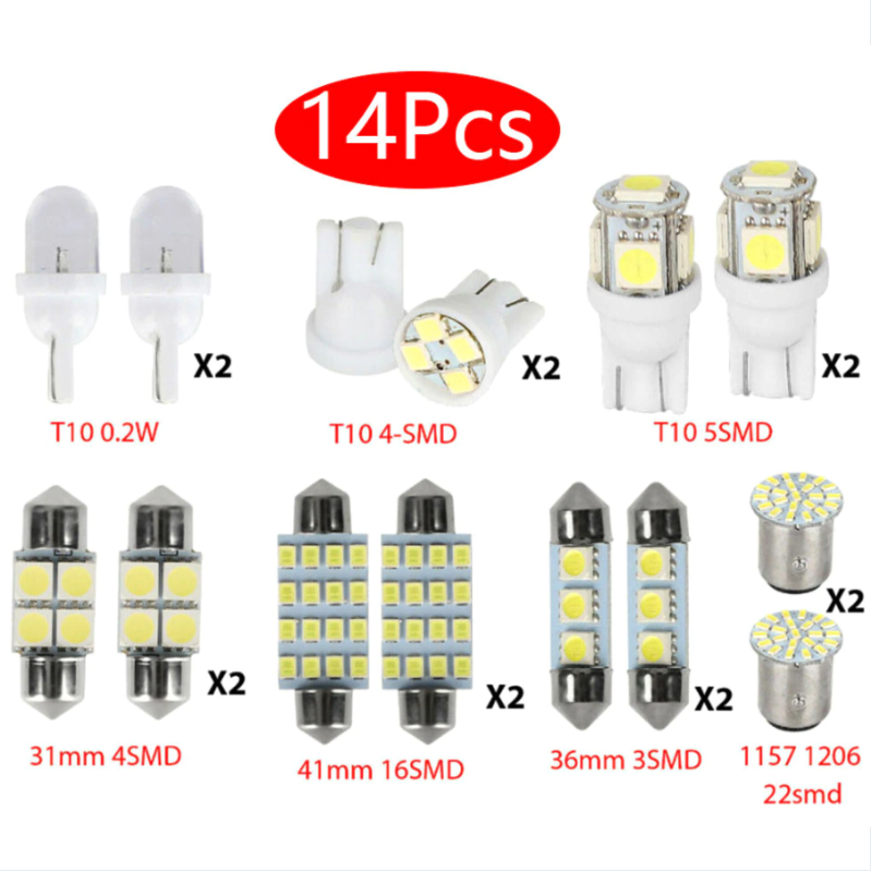 14Pcs T10 36mm LED Interior Car Accessories Kit Map Dome License Plate Lights - view 4