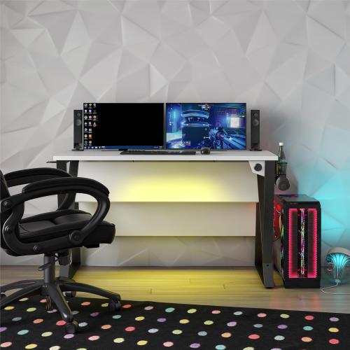 Genesis Adjustable Gaming Desk, White - view 5