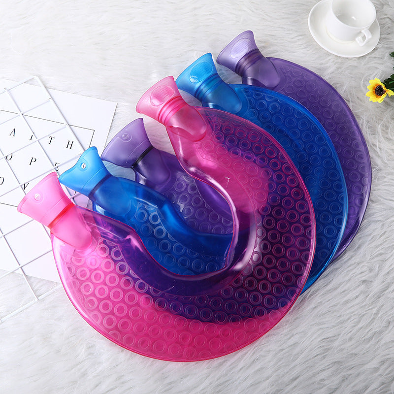 LU-shaped Wide Mouth Knob Hot Water Bottle Mini Transparent PVC Hot Water Bottle - view 4