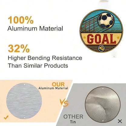 1pc Retro Soccer Goal Aluminum Sign, Retro Soccer Goal Aluminum Sign, Goal Aluminum Sign, 2D Flat Round Metal Plate - view 5