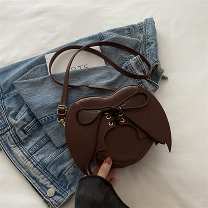 Heart Shape Bag Strap Design Bat Wings One Shoulder Crossbody Bag - view 10