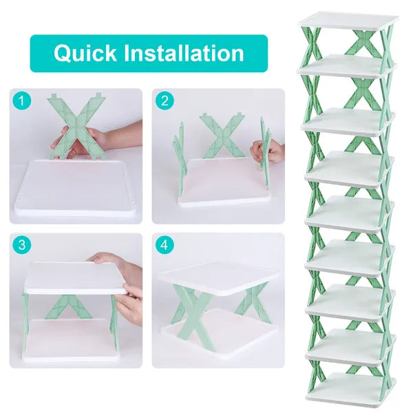 9Tier Narrow Entryway Shoe Rack Plastic Vertical Shoe Organizer Space Saving Free Standing Shoes Storage Shelf Closet - view 4