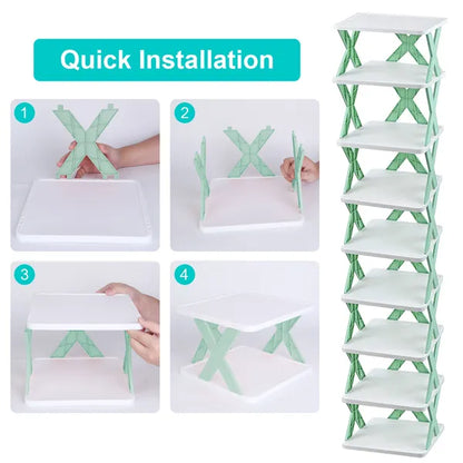 9Tier Narrow Entryway Shoe Rack Plastic Vertical Shoe Organizer Space Saving Free Standing Shoes Storage Shelf Closet - view 4