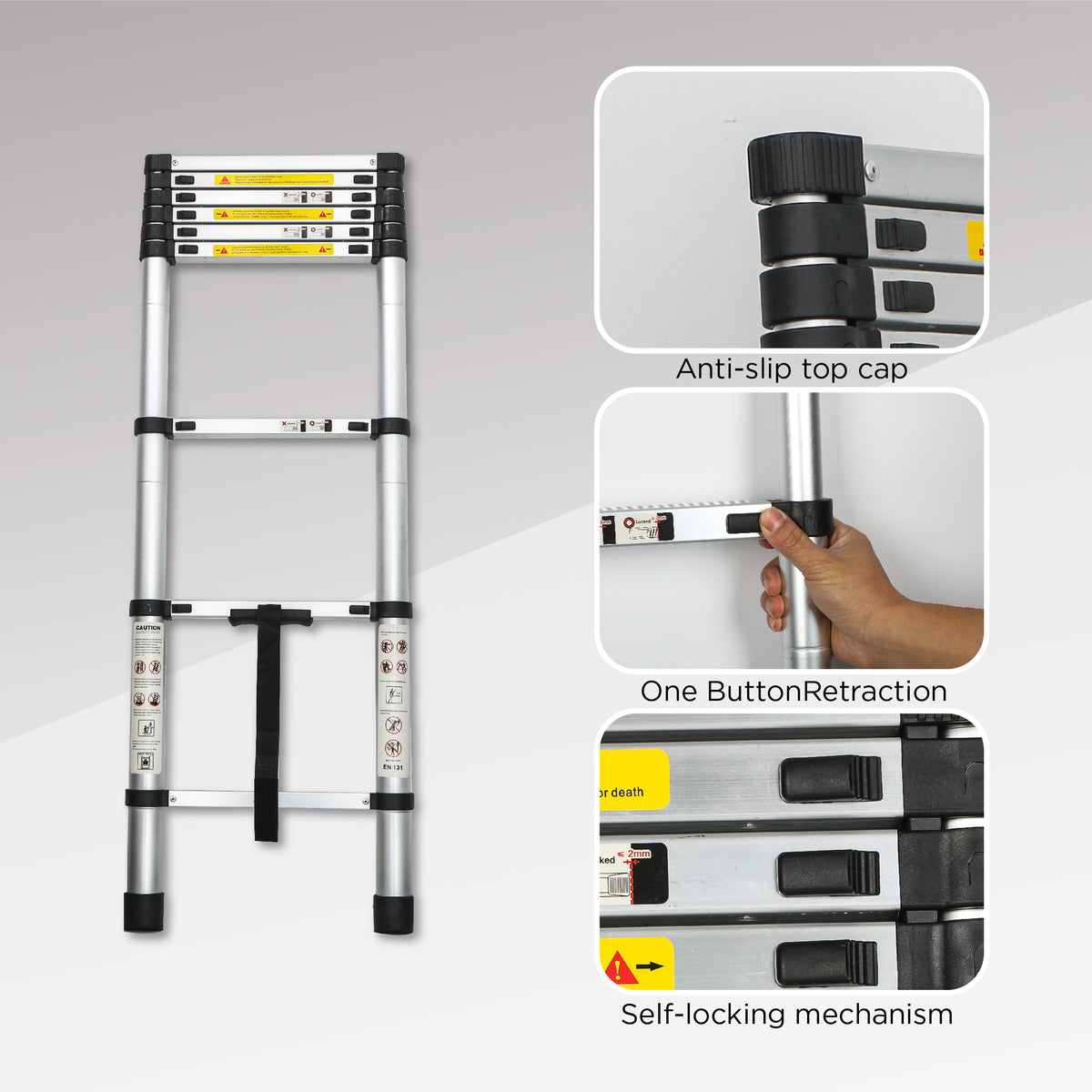 Telescoping Ladder 8.5FT, Telescopic Extension Ladder, Aluminum Alloy Folding Ladder Portable Multi-Purpose For Indoor - view 8