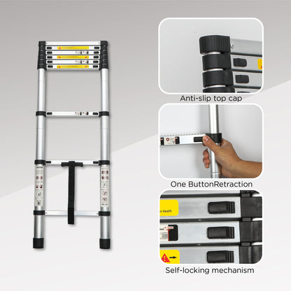Telescoping Ladder 8.5FT, Telescopic Extension Ladder, Aluminum Alloy Folding Ladder Portable Multi-Purpose For Indoor - view 8