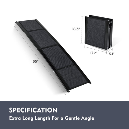 Dog Ramp For Car 65inchX17.2inch Large Folding Pet Stair Ramps For Truck, SUV, With Non-Slip Surface, Up To 250LBS - view 8