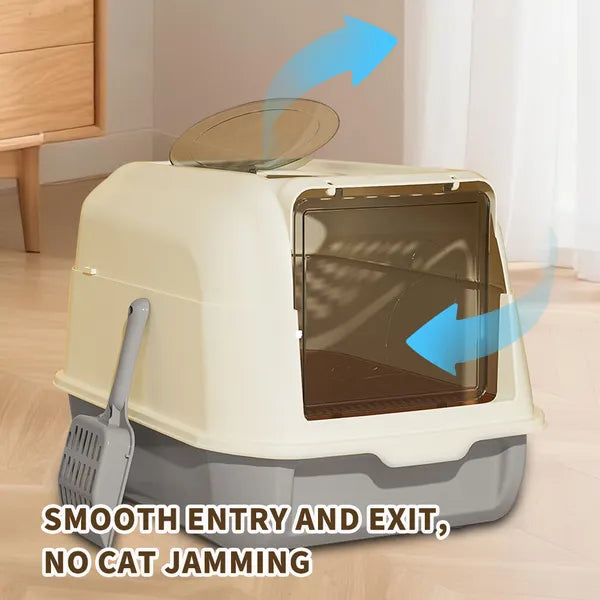 Extra Large Dual-Entry Cat Litter Box, Convertible Open&Enclosed, Gray, Odor Control, Easy Clean - view 4