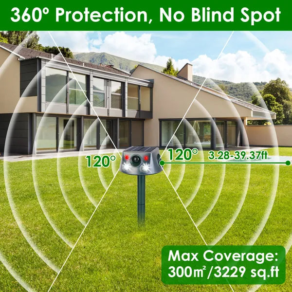 Ultrasonic Solar Animal Repeller Outdoor Mole Snake Squirrel Repellent Waterproof Bird Deer Dog Cat Deterrent With - view 3