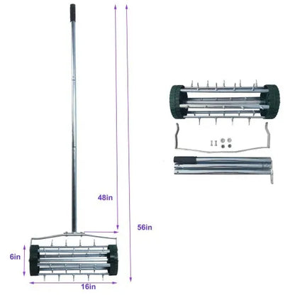Heavy Duty Rotary Push Lawn Aerator With 3-Piece Long Steel Handle Spike Tine Design For Soil Aeration And Grass - view 5