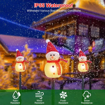 1Pc Solar Powered Lamp 3 Snowmen Outdoor Decorative Christmas Lamp Garden Stake Light IP55 Waterproof Santa Landscape - view 6