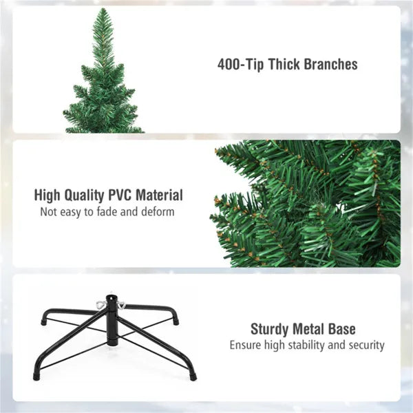6ft Slim Pencil Christmas Tree - Space-Saving Design For Small Corners, 400 Realistic PVC Branches With Flocked Finish - view 4
