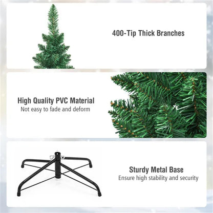 6ft Slim Pencil Christmas Tree - Space-Saving Design For Small Corners, 400 Realistic PVC Branches With Flocked Finish - view 4