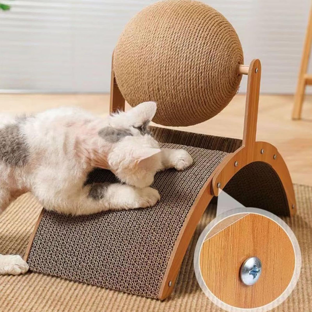 Wobble Ball Cat Scratcher, Cat Scratching Ball On Stand, Interactive Cat Scratcher With Rotating Sisal Ball - view 7