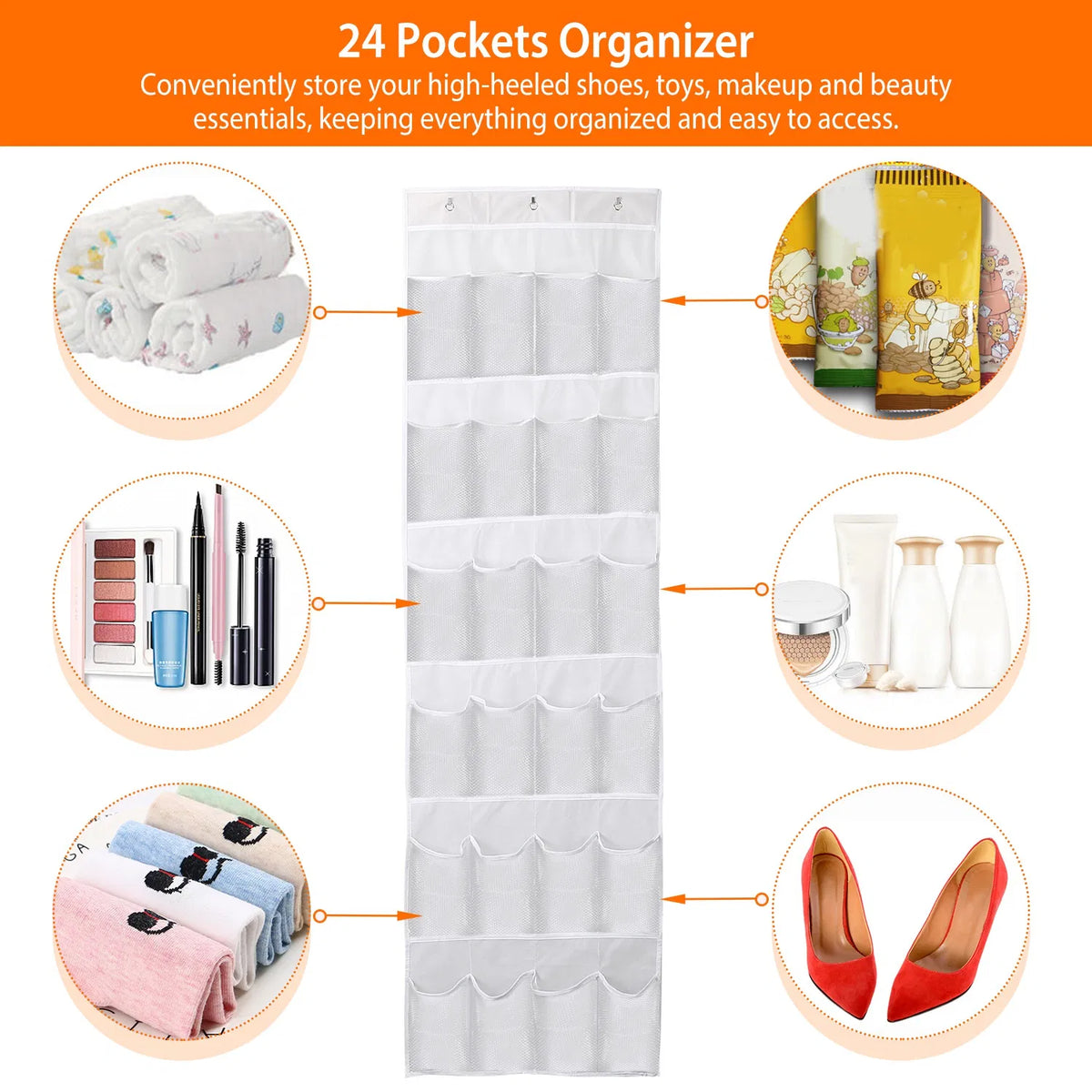 1Pc Over The Door Shoes Rack 24-Pocket Crystal Clear Organizer 6-Layer Hanging Storage Shelf For Shoes Slippers Small - view 7