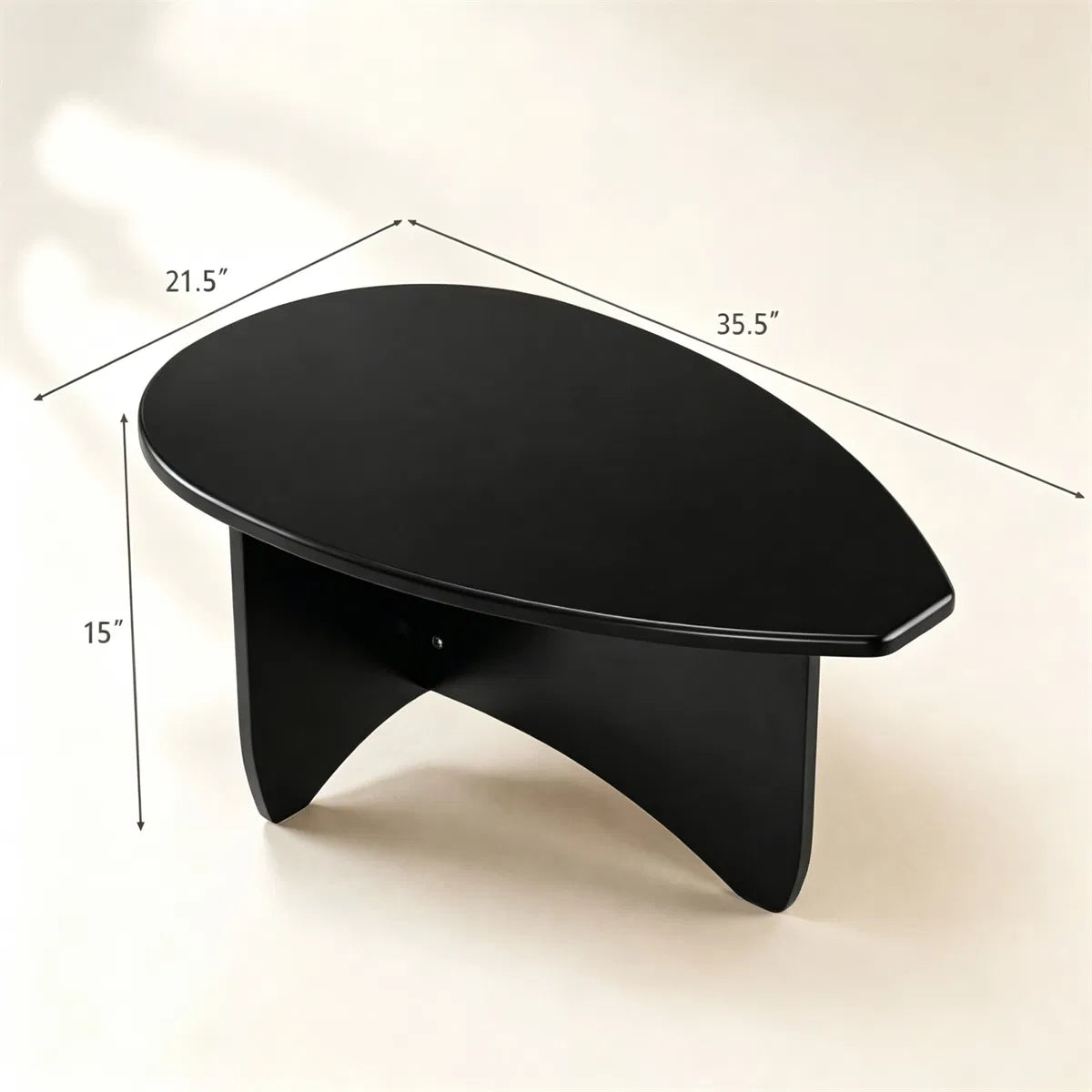 Oval Modern Coffee Table, Engineered Wood Low Accent Table with TShaped Arched Base - view 5