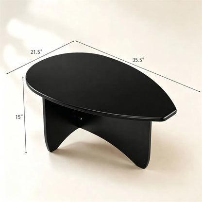 Oval Modern Coffee Table, Engineered Wood Low Accent Table with TShaped Arched Base - view 5